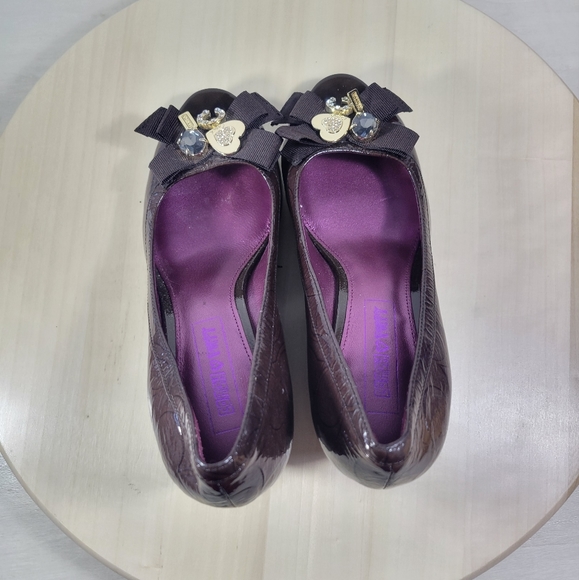 Coach Poppy Jaden Brown Wedge Open Peep Toe Pumps Shoes Sz 5.5 B - Picture 5 of 12